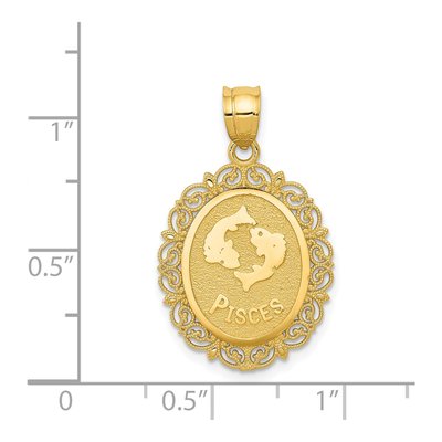 14K Yellow Gold Pisces Zodiac Oval Pendant – view 5