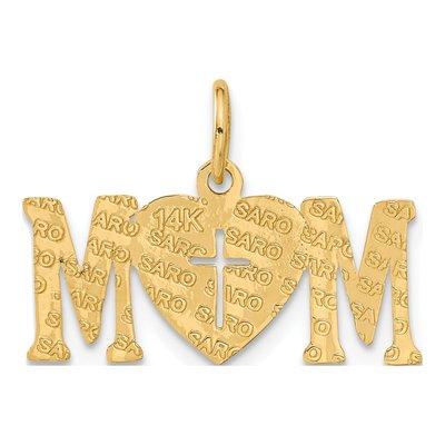 14K Yellow Gold MOM Cross Pendant – view 4