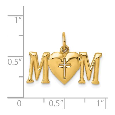14K Yellow Gold MOM Cross Pendant – view 5