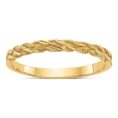 14K Yellow Gold Diamond-Cut Rope Wedding Band