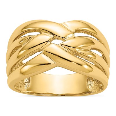 14K Yellow Gold High Woven Dome Ring