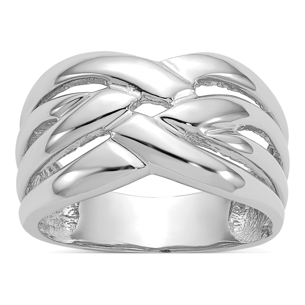 14K White Gold Woven Dome Fashion Ring