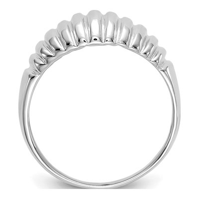 14K White Gold Ribbed Dome Ring – view 2