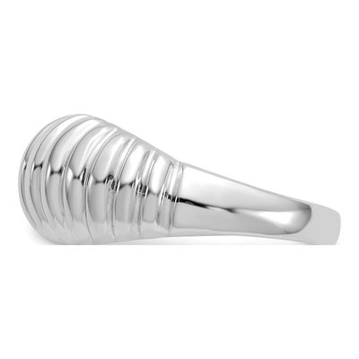 14K White Gold Ribbed Dome Ring – view 3