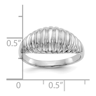 14K White Gold Ribbed Dome Ring – view 5