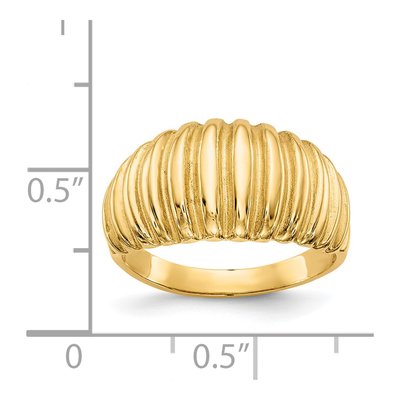 14K Yellow Gold Ribbed Dome Ring – view 4