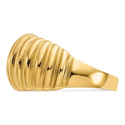 14K Yellow Gold Ribbed Dome Ring – view 5