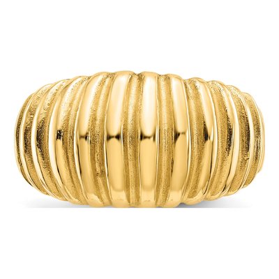 14K Yellow Gold Ribbed Dome Ring – view 6