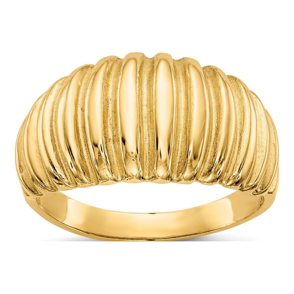 14K Yellow Gold Ribbed Dome Ring