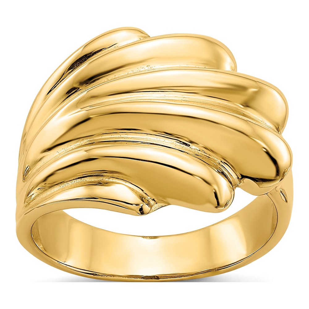 14K Yellow Gold Wave Dome Ring