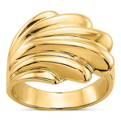 14K Yellow Gold Wave Dome Ring