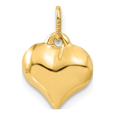 14K Yellow Gold Puffed Heart Charm – view 4