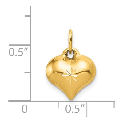 14K Yellow Gold Puffed Heart Charm – view 5