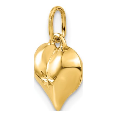 14K Yellow Gold Puffed Heart Charm – view 6