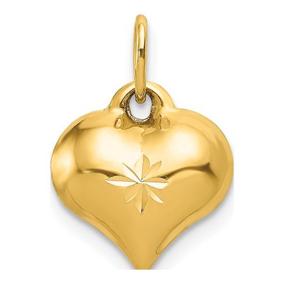 14K Yellow Gold Puffed Heart Charm