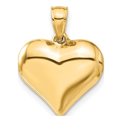 14K Yellow Gold Puffed Heart Pendant – view 4