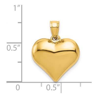 14K Yellow Gold Puffed Heart Pendant – view 5