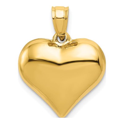 14K Yellow Gold Puffed Heart Pendant