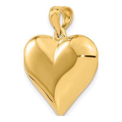 14K Yellow Gold Puffed Heart Pendant – view 5