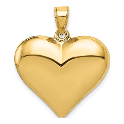 14K Yellow Gold Puffed Heart Pendant