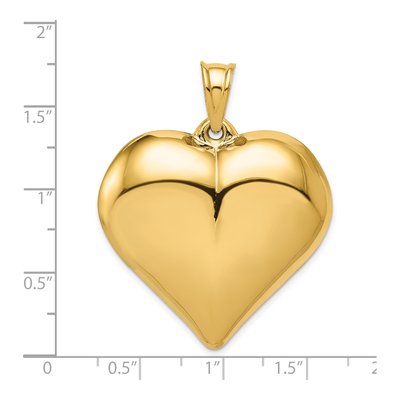 14K Yellow Gold 3D Puffed Heart Pendant – view 4