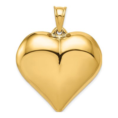 14K Yellow Gold 3D Puffed Heart Pendant