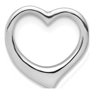 14K White Gold Floating Heart Slide Pendant