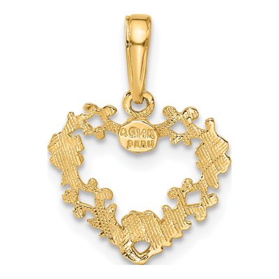 14K Yellow Gold Floral Border Heart Pendant – view 4