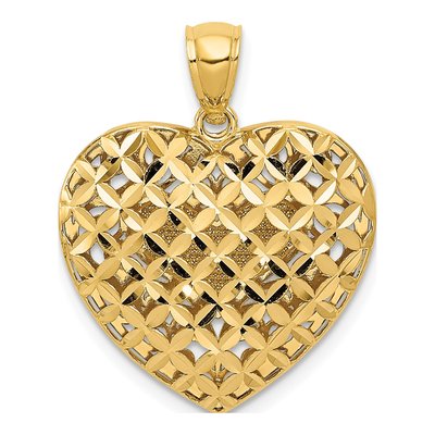 14K Two-Tone Gold Reversible Filigree Heart Pendant – view 5
