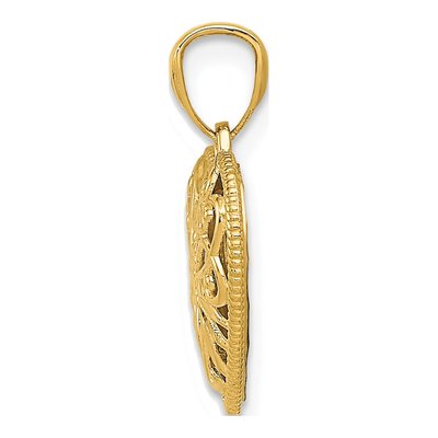 14K Two-Tone Gold Filigree Heart Pendant – view 3