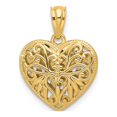 14K Two-Tone Gold Filigree Heart Pendant – view 5