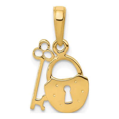 14K Yellow Gold Key Lock Pendant