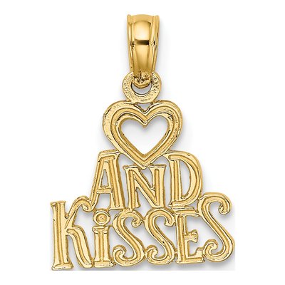 14K Yellow Gold Heart Kisses Charm