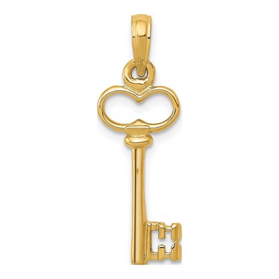 14K Yellow Gold 3-D Key Pendant