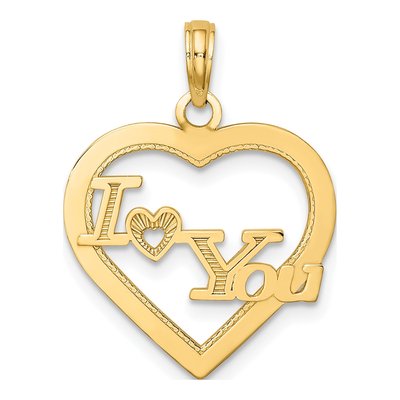 14K Yellow Gold I Heart You Frame Charm