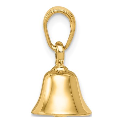 14K Yellow Gold 3-D Moveable Bell Pendant – view 3