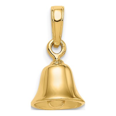 14K Yellow Gold 3-D Moveable Bell Pendant – view 4
