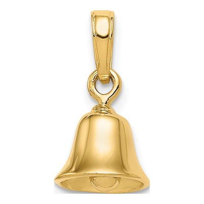 14K Yellow Gold 3-D Moveable Bell Pendant