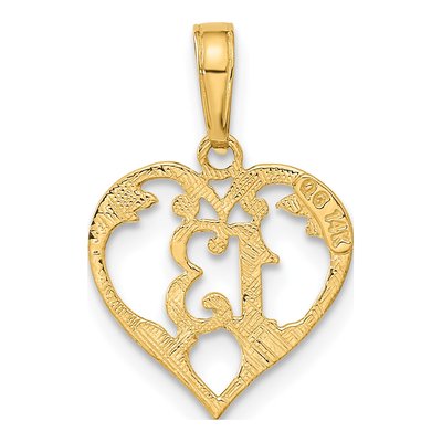 14K Yellow Gold Heart Cut-Out Pendant – view 4