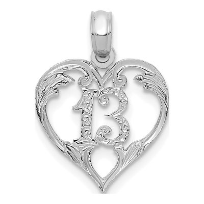 14K White Gold Heart Cut-Out Pendant