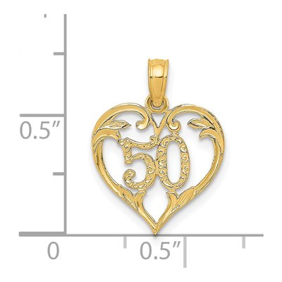 14K Yellow Gold Heart Cut-Out Pendant – view 5
