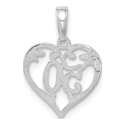 14K White Gold Heart Cut-Out Number 50 Pendant – view 4