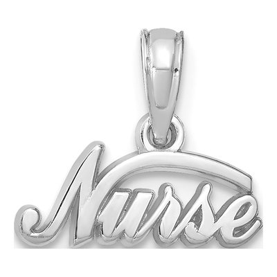 14K White Gold Nurse Pendant