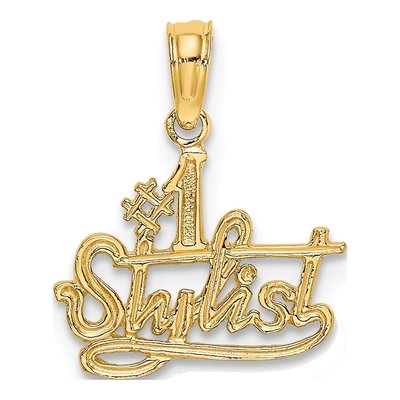 14K Yellow Gold Stylist Number 1 Pendant