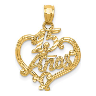 14K Yellow Gold Anos Heart Pendant