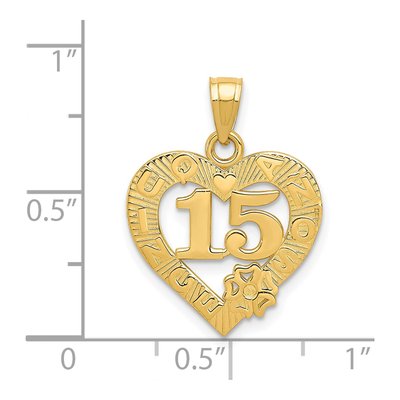 14K Yellow Gold Quinceaera Heart Pendant – view 5