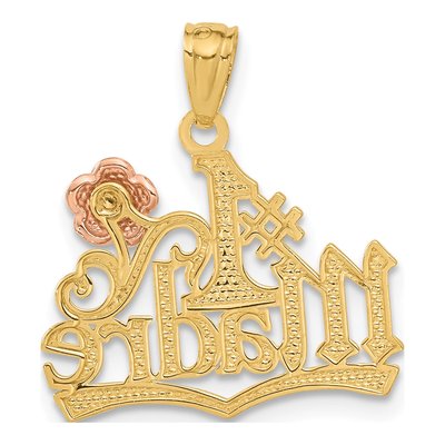 14K Two-Tone Gold Madre Number 1 Pendant – view 4