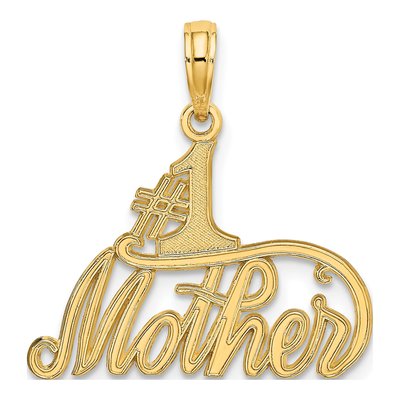 14K Yellow Gold Mother Number 1 Pendant
