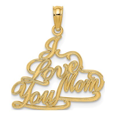 14K Yellow Gold I LOVE YOU MOM Charm