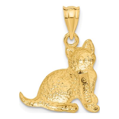 14K Yellow Gold Diamond-Cut Cat Pendant – view 4